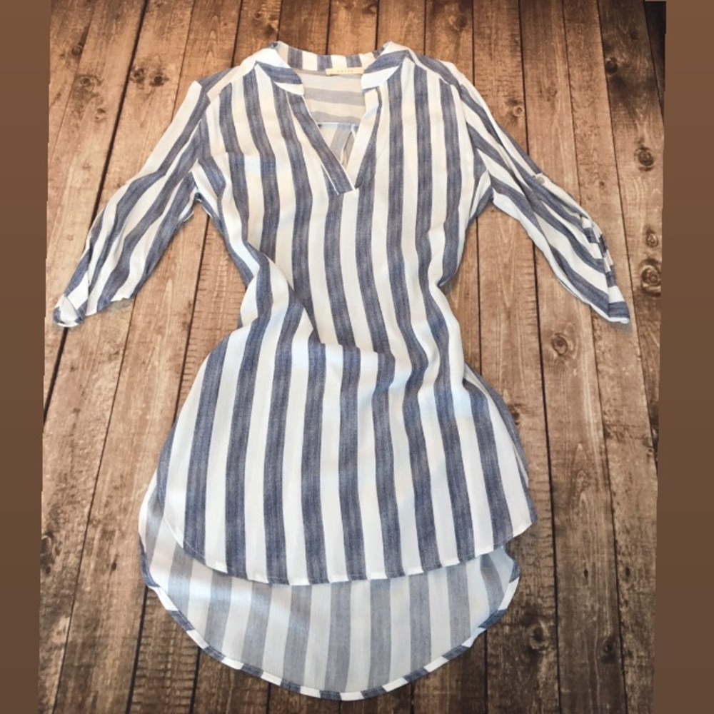 Light Navy and White Stripped long shirt or dress!